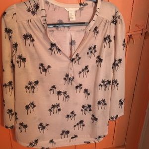 H&M Palm Tree Print Blouse